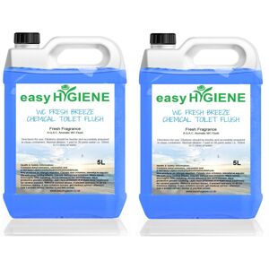 Easy HYGIENE FRESH BREEZE FLUSH 10L CHEMICAL TOILET fluid Cleaner Portable BLUE rinse 2x 5L Easy HYGIENE FRESH BREEZE FLUSH 10L CHEMICAL TOILET fluid Cleaner Portable BLUE rinse 2x 5L