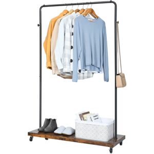 Costway Lockable Casters Rolling Garment Rack Wooden Industrial Clothes Rack Costway Lockable Casters Rolling Garment Rack Wooden Industrial Clothes Rack