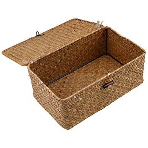 Esoes Wicker Storage Basket Woven Rattan Storage Box With Lids Seagrass Laundry Basket Esoes Wicker Storage Basket Woven Rattan Storage Box With Lids Seagrass Laundry Basket