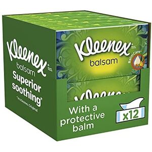 Kleenex Balsam Facial Tissues - Pack of 12 Tissue Boxes - Balm Tissues Protect a Kleenex Balsam Facial Tissues - Pack of 12 Tissue Boxes - Balm Tissues Protect a