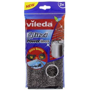 Vileda Glitzi Power Inox Scourer (2 Pcs) Heavy-Duty Stainless Steel Scrubbers f Vileda Glitzi Power Inox Scourer (2 Pcs) Heavy-Duty Stainless Steel Scrubbers f