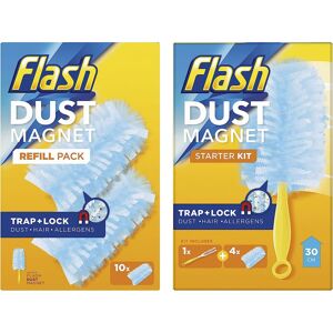 Flash Duster Dust Magnet Starter Kit, 1 Handle + 14 Refills, Trap And Lock Away Flash Duster Dust Magnet Starter Kit, 1 Handle + 14 Refills, Trap And Lock Away