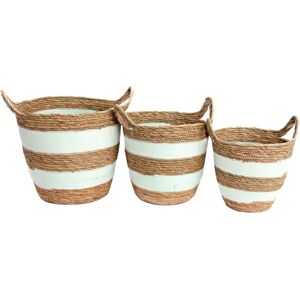 Carousel Home Set Of 3 Gorgeous Festival Vibe Storage Basket With Handles ~ Peppermint Striped Carousel Home Set Of 3 Gorgeous Festival Vibe Storage Basket With Handles ~ Peppermint Striped
