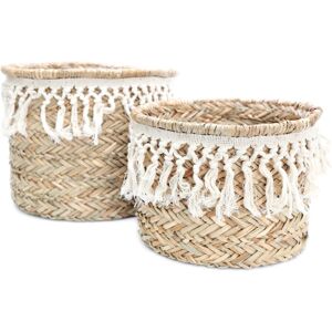 Carousel Home Stunning Set of 2 Woven Grass Baskets With Tassels ~ Home Storage Baskets Carousel Home Stunning Set of 2 Woven Grass Baskets With Tassels ~ Home Storage Baskets
