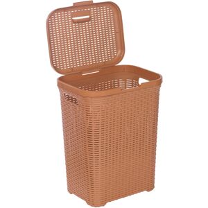 URBN Living (55L Beige) 45/55L Plastic Rattan Laundry Clothes Bin Basket URBN Living (55L Beige) 45/55L Plastic Rattan Laundry Clothes Bin Basket