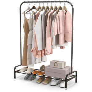 Costway 2 in1 Industrial Metal Clothes Rails Stand Coat Rack Storage Organizer Costway 2 in1 Industrial Metal Clothes Rails Stand Coat Rack Storage Organizer