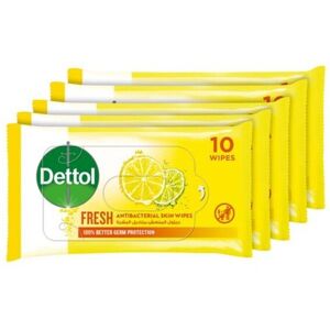 Dettol Anti Bacterial Fresh Skin 10 Wipes Pack of 5 Dettol Anti Bacterial Fresh Skin 10 Wipes Pack of 5