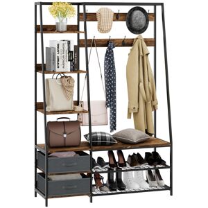 Costway Industrial Coat Rack w/Entryway Bench Hall Tree w/Bench & Shoe Storage Costway Industrial Coat Rack w/Entryway Bench Hall Tree w/Bench & Shoe Storage