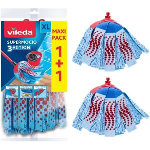 Vileda SuperMocio 3Action XL Mop Refill, Pack of 2 SuperMocio 3 Action Mop Head Vileda SuperMocio 3Action XL Mop Refill, Pack of 2 SuperMocio 3 Action Mop Head