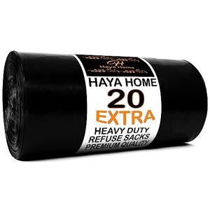 H Haya Home Haya Home 20 EXTRA LARGE Heavy Duty Bin Bags 100L Black Plastic Bin Liners 45 μm H Haya Home Haya Home 20 EXTRA LARGE Heavy Duty Bin Bags 100L Black Plastic Bin Liners 45 μm