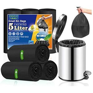 OKKEAI 5 Liter Bin Bags Small Bin Liners for Bathroom 66 Counts Black Trash Bags Mini G OKKEAI 5 Liter Bin Bags Small Bin Liners for Bathroom 66 Counts Black Trash Bags Mini G