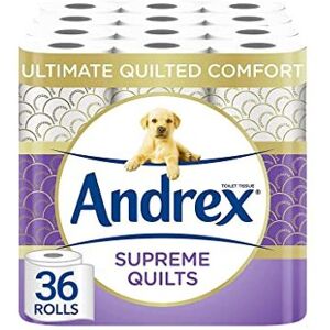 Andrex Supreme Quilts Quilted Toilet Paper - 36 Toilet Roll Pack - 25% Thicker Than Bef Andrex Supreme Quilts Quilted Toilet Paper - 36 Toilet Roll Pack - 25% Thicker Than Bef