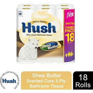 (Shea Butter) Hush White or Shea Scented 3-Ply Tissues, 18 Rolls (Shea Butter) Hush White or Shea Scented 3-Ply Tissues, 18 Rolls