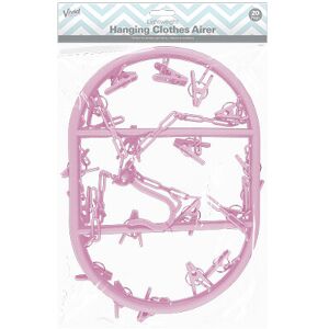 The Home Fusion Company (Pink) Hanging Clothes Airer - 20 Pegs 3 Colours to Choose From The Home Fusion Company (Pink) Hanging Clothes Airer - 20 Pegs 3 Colours to Choose From