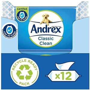 Andrex Classic Clean Washlets - 12 Packs - Flushable Toilet Tissue Wet Wipes wit Andrex Classic Clean Washlets - 12 Packs - Flushable Toilet Tissue Wet Wipes wit