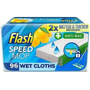 Flash Speedmop Wet Cloth Refills - Lemon Scent Anti-Bac Floor Cleaner, 96 Wipes, Flash Speedmop Wet Cloth Refills - Lemon Scent Anti-Bac Floor Cleaner, 96 Wipes,