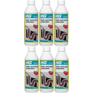 6 x HG Drain And Plug Unblocker for Blocked Drain Pipes in Sinks - 500ml 6 x HG Drain And Plug Unblocker for Blocked Drain Pipes in Sinks - 500ml