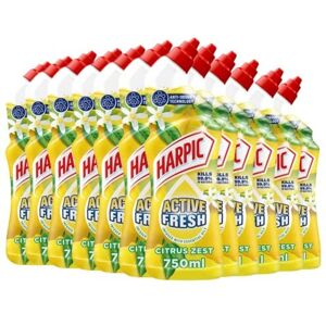 Harpic Active Fresh Toilet Cleaning Gel 750 ml - Citrus Zest, Pack of 12 Harpic Active Fresh Toilet Cleaning Gel 750 ml - Citrus Zest, Pack of 12