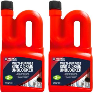 Spear & Jackson Multi-Purpose Sink & Drain Unblocker 2 x 750 ml Spear & Jackson Multi-Purpose Sink & Drain Unblocker 2 x 750 ml