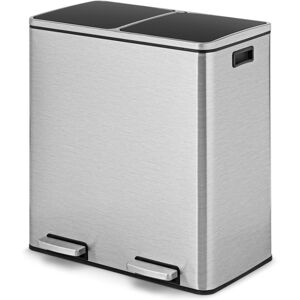 Casart 2x30L Recycling Pedal Bin Double Kitchen Waste Bin w/ Inner Buckets Casart 2x30L Recycling Pedal Bin Double Kitchen Waste Bin w/ Inner Buckets