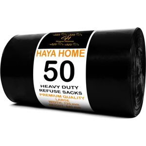 H Haya Home Haya Home 50 Black Plastic Bin Bags Liners Refuse Sacks Pack of 50 X 1 Heavy Dut H Haya Home Haya Home 50 Black Plastic Bin Bags Liners Refuse Sacks Pack of 50 X 1 Heavy Dut