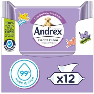 Andrex Gentle Clean Moist Toilet Tissue - Fine to Flush - Hygiene Wipes Single (12 Pack Andrex Gentle Clean Moist Toilet Tissue - Fine to Flush - Hygiene Wipes Single (12 Pack