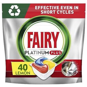 Fairy Platinum Plus Complete Dishwasher Tablets, 40 Tablets, Lemon, With Anti-Dull Tec Fairy Platinum Plus Complete Dishwasher Tablets, 40 Tablets, Lemon, With Anti-Dull Tec