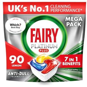 Fairy Platinum Plus All-In-1 Dishwasher Tablets, Lemon, 90 Tablets (5x18), Our Best Cl Fairy Platinum Plus All-In-1 Dishwasher Tablets, Lemon, 90 Tablets (5x18), Our Best Cl
