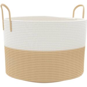 vidaXL Storage Basket Beige White Cotton - Storage Basket vidaXL Storage Basket Beige White Cotton - Storage Basket