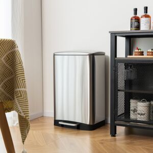 Costway (Silver, 50L) Recycling Bin W/ Soft Closing Lid Stainless Steel Pedal Kitchen Bi Costway (Silver, 50L) Recycling Bin W/ Soft Closing Lid Stainless Steel Pedal Kitchen Bi