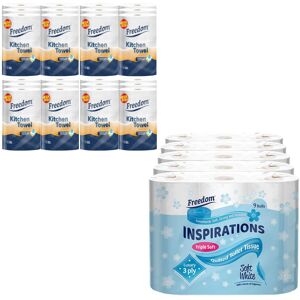 Freedom Soft White Toilet Roll 3 Ply With 4x Luxury Kitchen Towel Roll Freedom Soft White Toilet Roll 3 Ply With 4x Luxury Kitchen Towel Roll