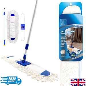 The Dustpan & Brush Store Flat Mop Large Industrial Floor 60cm Cotton Pad Head Handle Commercial The Dustpan & Brush Store Flat Mop Large Industrial Floor 60cm Cotton Pad Head Handle Commercial