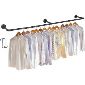 UNHO (Black) 180cm Wall Mounted Pipe Clothes Rail Garment Rack UNHO (Black) 180cm Wall Mounted Pipe Clothes Rail Garment Rack