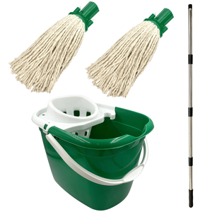 The Dustpan & Brush Store Floor Mop Bucket Set Cotton Heavy Duty 12L Wringer Industrial Plastic The Dustpan & Brush Store Floor Mop Bucket Set Cotton Heavy Duty 12L Wringer Industrial Plastic