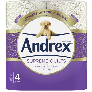 Andrex Supreme Quilts Toilet Tissue, 4 Quilted Toilet Rolls (Case of 6) Andrex Supreme Quilts Toilet Tissue, 4 Quilted Toilet Rolls (Case of 6)