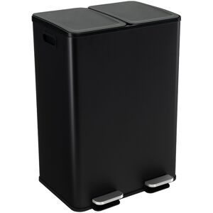 Casart 60L Metal Trash Bin 2 x 30L Compartments W/ Lids & Inner Buckets Black Casart 60L Metal Trash Bin 2 x 30L Compartments W/ Lids & Inner Buckets Black