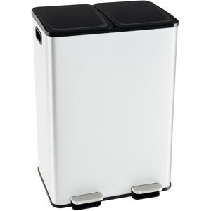 Casart 60L Metal Trash Bin 2 x 30L Compartments W/ Lids & Inner Buckets White Casart 60L Metal Trash Bin 2 x 30L Compartments W/ Lids & Inner Buckets White