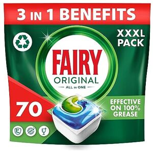 Fairy All-In-1 Dishwasher Tablets Bulk, 70 Tablets, Original, Effective Even On Fairy All-In-1 Dishwasher Tablets Bulk, 70 Tablets, Original, Effective Even On