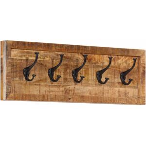vidaXL Wall-mounted Coat Rack with 5 Hooks Wall Coat Hook Solid Wood Mango vidaXL Wall-mounted Coat Rack with 5 Hooks Wall Coat Hook Solid Wood Mango
