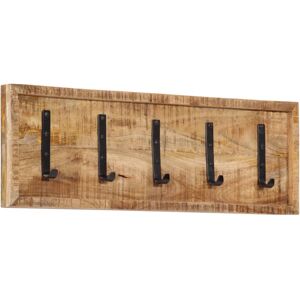 vidaXL Wall-mounted Coat Rack with 5 Hooks Wall Coat Hook Solid Wood Mango vidaXL Wall-mounted Coat Rack with 5 Hooks Wall Coat Hook Solid Wood Mango