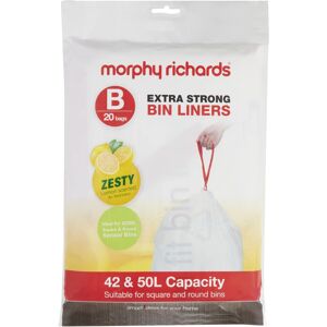 Morphy Richards 979003 42-50L Lemon Scented Heavy Duty Drawstring Bin Liners, 20 Morphy Richards 979003 42-50L Lemon Scented Heavy Duty Drawstring Bin Liners, 20