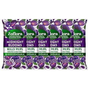 Zoflora Midnight Blooms 6 x 70 Large Wipes, Antibacterial Multi-surface Cleaning Zoflora Midnight Blooms 6 x 70 Large Wipes, Antibacterial Multi-surface Cleaning