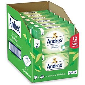 Andrex Washlets Flushable Toilet Tissue Wipes, Skin Kind - Pack of 12 Andrex Washlets Flushable Toilet Tissue Wipes, Skin Kind - Pack of 12