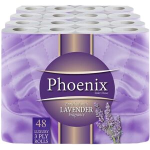 Phoenix Quilted 3 Ply Lavender Fragranced Toilet Rolls Loo Roll (48 Quilted Rolls) Phoenix Quilted 3 Ply Lavender Fragranced Toilet Rolls Loo Roll (48 Quilted Rolls)