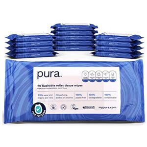 Aloe Pura Pura Flushable Moist Toilet Tissue Wipes, 14 x 40 wipes per pack (560 Wipes) 100 Aloe Pura Pura Flushable Moist Toilet Tissue Wipes, 14 x 40 wipes per pack (560 Wipes) 100
