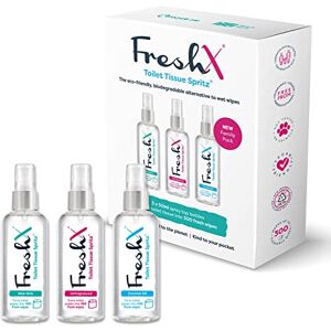 FreshX Toilet Paper Spray 350ml Pack (Coconut, Aloe Vera & Unfragranced) Turns T FreshX Toilet Paper Spray 350ml Pack (Coconut, Aloe Vera & Unfragranced) Turns T