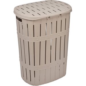 URBN Living (Brown) 65L Plastic Bamboo Style Laundry Basket & Open Lid URBN Living (Brown) 65L Plastic Bamboo Style Laundry Basket & Open Lid