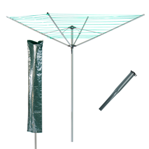KCT 4 Arm Outdoor Rotary Washing Line Clothes Airer with Protective Cover and Gr KCT 4 Arm Outdoor Rotary Washing Line Clothes Airer with Protective Cover and Gr