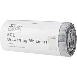 Black & Decker BXBB00050E 50L Drawstring Bin Liners, 20 Pack,60949 Black & Decker BXBB00050E 50L Drawstring Bin Liners, 20 Pack,60949