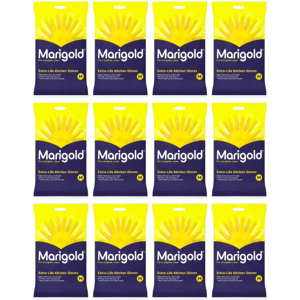 Marigold Kitchen Gloves Extra Life For A Brighter Clean Medium Size - Pack of 12 Marigold Kitchen Gloves Extra Life For A Brighter Clean Medium Size - Pack of 12